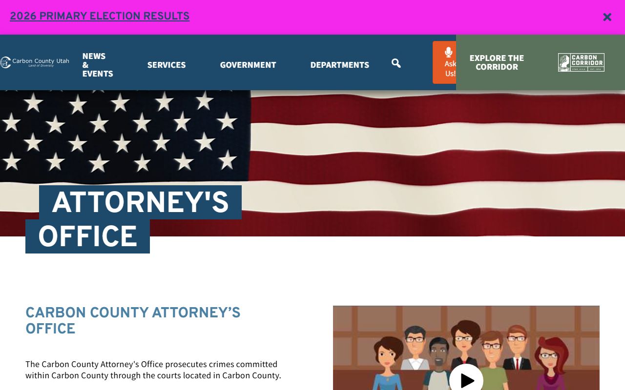 Carbon County Attorney prosecution information for court records after arrest