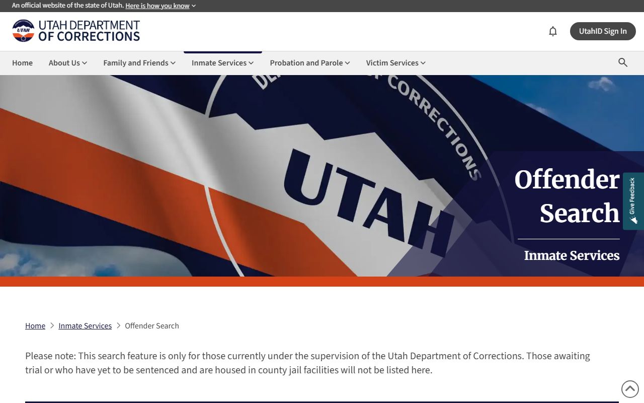 Utah Department of Corrections locator for Carbon County inmate records after sentencing